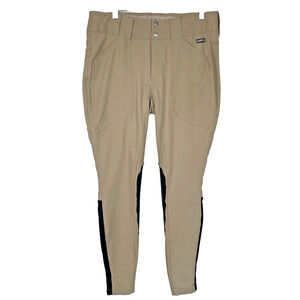 Kerrits Denim Thermal Knee Patch Breeches Size L Tan Equestrian Riding Pant